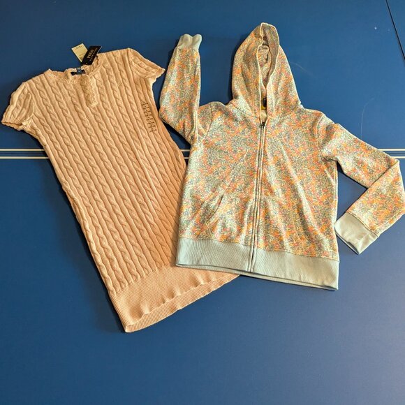 NWT Ralph Lauren Girls' Large (12-14) Sweater Dress and Zippered Hoodie - Picture 1 of 16